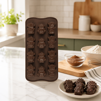 Cetakan Es Silikon Bentuk Robot Food Grade, Baki Es Batu Silikon yang Dapat Digunakan Kembali untuk Permen Cokelat Kue Grosir Kustom