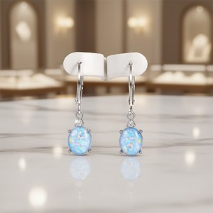 Pendientes Románticos de Plata 925 con Cuarzo Arcoíris en Engaste de Bisel, Color Azul Claro, Joyería de Cristal para Uso Diario de Mujer - Product Image 2