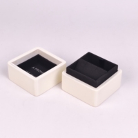 Boîte à bijoux en bois blanc brillant avec doublure en velours, logo personnalisé, boîte de rangement carrée de luxe pour bijoux, pour cadeau de demande en mariage