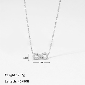 Collier personnalisé en acier inoxydable plaqué or avec zircon, motif infini chiffre 8, bijoux pour femmes - Product Image 5