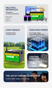 Station d'alimentation portable 500W au lithium 384Wh, générateur solaire à onde sinusoïdale pure, alimentation de secours d'urgence pour le camping, les camping-cars, la maison et l'extérieur - Product Image 6