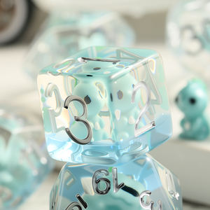 Juego de dados de dinosaurio azul DND al por mayor, dados de resina poliédrica con tema animal de 7 piezas para juegos de mesa RPG de mazmorras y dragones - Product Image 2