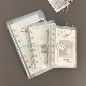 Vente en gros A6 A7 M5 Portable Twilled plastique argent anneaux givré clair pochette pour ordinateur portable feuilles mobiles classeur Triple planificateur couverture - Product Image 1