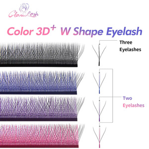 GLAMLASH 0.07mm 3D W Plus Extensions de <span class=keywords><strong>cils</strong></span> Vente en gros Coloré Mixte Longueur Sandwich Sandwich Coloré 3D W Lashes - Product Image 1