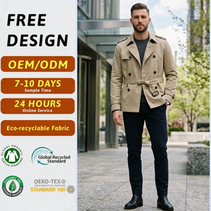 Fabricante Profesional de Chaquetas Cortas Estilo Trench para <span class=keywords><strong>Hombre</strong></span>, Color Caqui Desierto, Corte Entallado, Prendas Exteriores Personalizadas con Marca - Product Image 1
