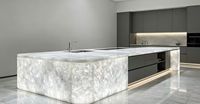 Dalle de pierre semi-précieuse en cristal blanc naturel, idéale pour mur rétroéclairé, plan de travail de cuisine, table à manger