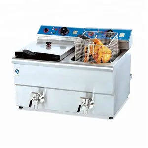 Equipo de cocina comercial 28L Tanque único Control de termostato eléctrico independiente Freidora de alimentos con grasa profunda DF-28L