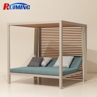 Chaise longue moderne simple ou double pour hôtel et complexe hôtelier avec coussin, résistante aux UV, structure en aluminium durable, mobilier de piscine