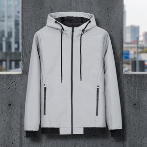 Men's Casual Sport Outdoor Running Training Bomber <b>Jacket</b> Hooded Coated <b>Waterproof</b> Windproof <b>Winter</b> 100% Polyester Stand Front - Product Image 3