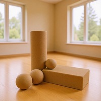 Kit d'étirement des muscles du dos pour Pilates, Bloc de yoga, Roue de yoga, Ballon simple, Ballon cacahuète, Colonne en liège haute densité, Bâton de massage en mousse solide