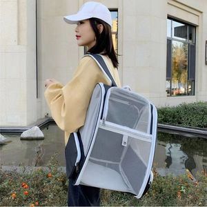 Portable Large Capacity <b>Pet</b> Backpack Transparent Mesh Breathable Cat Dog <b>Carrier</b> Backpack For Outdoor Use - Product Image 2