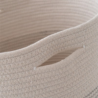 Panier de rangement tressé avec couvercle en corde de coton, petit et grand, blanc, pour la maison, la crèche, la lessive et les jouets d'enfants