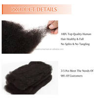 Vente en gros Cheveux vierges Afro Kinky Bulk Remy, Extension de cheveux humains bruts avec une cuticule alignée sur un donneur