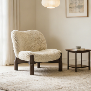 Canapé individuel nordique en tissu Teddy, fauteuil de lecture minimaliste, cadre en bois massif, rembourrage confortable, siège de coiffeuse esthétique pour la maison - Product Image 6