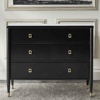 Commode à 6 tiroirs en bois de chêne noir de style français BF108, luxe léger, pour chambre à coucher, salon, entrée
