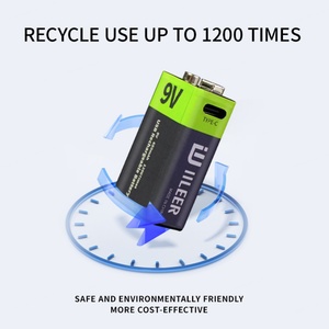 Batterie Li-ion rechargeable USB 9V de haute qualité IILEER USA Warehouse, 350 mAh, 1200 cycles, pour usage domestique, avec câble Type C - Product Image 5