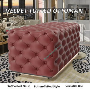 Xuanzhen Modern Living Room Furniture High Quality Italian Stool Chair Ottoman <b>Bench</b> Tufted Button Velvet Warehouse Hospital - Product Image 2