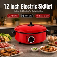 Poêle électrique de restaurant 220V, commande tactile à bouton, double contrôle, puissance réglable sur plusieurs niveaux, 12 pouces, livraison rapide KI03012