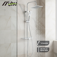 Colonne de douche murale effet pluie en acier inoxydable premium avec mitigeurs et ensemble de pommes de douche