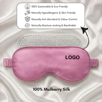 Masque de sommeil chaud et froid lesté en soie avec sangles réglables, 100 % soie de mûrier, occultant, avec technologie de billes de gel
