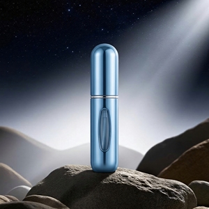 Flacon vaporisateur de <span class=keywords><strong>parfum</strong></span> ovale en aluminium noir et bleu rechargeable de 5 ml, mini flacon de <span class=keywords><strong>parfum</strong></span> de voyage avec boîte - Product Image 4