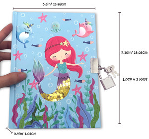 Journal <span class=keywords><strong>de</strong></span> sirène avec cadenas et clé pour filles 7.1*5.3, carnet <span class=keywords><strong>secret</strong></span> pour petites filles - Product Image 3