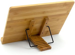 <span class=keywords><strong>Soporte</strong></span> de mesa de bambú <span class=keywords><strong>para</strong></span> libros, accesorio de mesa ajustable con retención de páginas - Product Image 2
