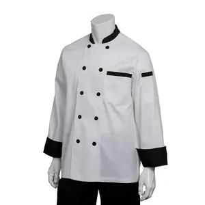 短袖定制合身厨师外套制服，适合女性餐饮服务