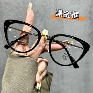 Montures de lunettes optiques œil de chat pour femmes, verres PC anti-lumière bleue, monture complète, taille moyenne, origine Taizhou - Product Image 3