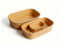 SenAng05 Bol en papier kraft rectangulaire de 1300 ml de haute qualité avec couvercle épaissi pour salades à emporter