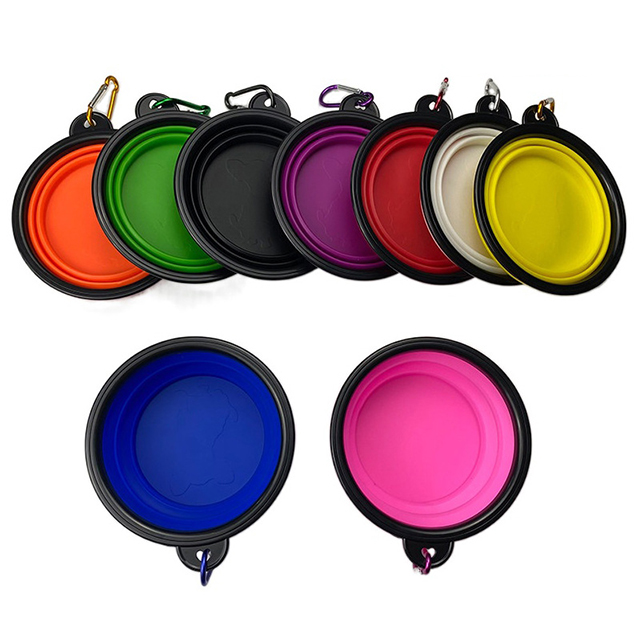 Складная миска для собак, портативная миска для воды для собак и кошек, складная миска для кормления домашних животных с карабинами