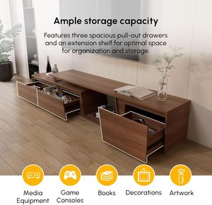 Mở rộng <span class=keywords><strong>TV</strong></span> là viết tắt của phòng khách, walnut <span class=keywords><strong>TV</strong></span> giao diện điều khiển Bảng, tối giản hình chữ nhật trung tâm giải trí với 3 ngăn kéo - Product Image 4