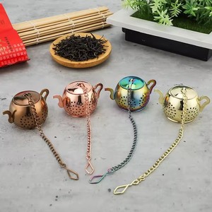 Infuseur <span class=keywords><strong>à</strong></span> thé en acier inoxydable en forme de théière, boule <span class=keywords><strong>à</strong></span> thé avec chaîne et plateaux d'égouttage, filtre <span class=keywords><strong>à</strong></span> épices, vente en gros - Product Image 5