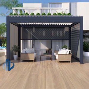 <span class=keywords><strong>Pergola</strong></span> à lames orientables électrique sur mesure avec fonction imperméable et coupe-vent, style luxueux pour patios extérieurs, gazebos et pavillons - Product Image 2