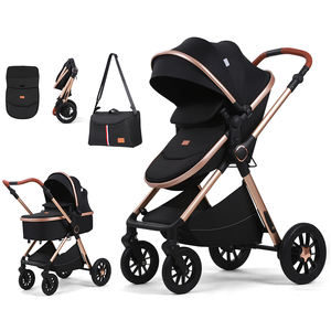 ヨーロッパスタイル3in1折りたたみ式ベビーカー、ベビーキャリッジ、ベビーカー、乳母車、3in1チャイルドシート付き - Product Image 1