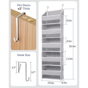 Over Door Organizer 5 Large Pockets 10 Mesh Side Pockets Grey Hanging <b>Storage</b> For Baby Products <b>Shoes</b> Toys Neatening - Product Image 5