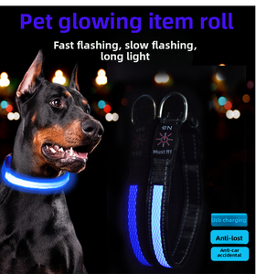 <span class=keywords><strong>Collar</strong></span> de perro de nailon de malla suave de nuevo diseño con luces LED de alta visibilidad, decoración de piel, <span class=keywords><strong>collar</strong></span> de seguridad recargable para mascotas - Product Image 3