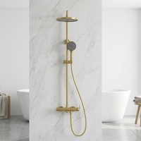 Ensemble de douche Premium Or avec pommeau pluie intégral apparent en laiton pour hôtels et villas