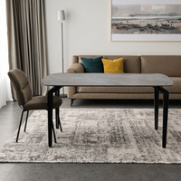 Usine chinoise vend des tables à manger extensibles en céramique avec pieds en métal de luxe moderne sur mesure, plateau en verre trempé, pour hôtel