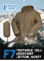 FRONTER 2025 Veste tactique en coton softshell pour l'extérieur, kaki, imperméable, coupe-vent, col montant, fermeture éclair, pliable F7