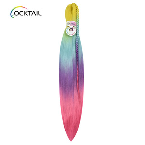 Giallo verde <span class=keywords><strong>viola</strong></span> colore rosa tinto facile treccia, nuovo Design colore brillante Pre stirato capelli intrecciati per la vendita - Product Image 2