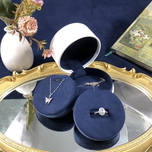 Wholesale White PU Circular Double-sided Buckle Closure Jewelry Storage <b>Box</b> Fashionable Accessory <b>Ring</b> Necklace <b>Box</b> - Product Image 1
