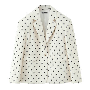 PB & ZA женский 2025 комплект из 2 предметов, Модный комплект в горошек с асимметричной лентой, винтажный пиджак, Женское пальто и юбки, женский костюм - Product Image 2