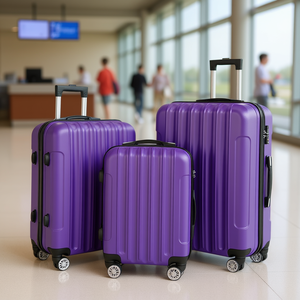 Juego de Maletas Moradas 3 en 1 DB, Maleta de Viaje de Gran Capacidad de ABS con Candado y 4 Ruedas - Product Image 2