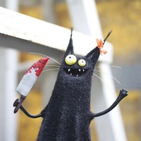 Peluche artisanale en feutre de laine, style original avec yeux bouffis, pour Halloween, Noël, la Saint-Valentin et les anniversaires
