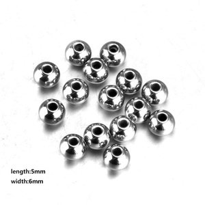 Perles d'espacement rondes en acier inoxydable Ason, couleur argent mat/doré, trou 5*6MM - Product Image 4