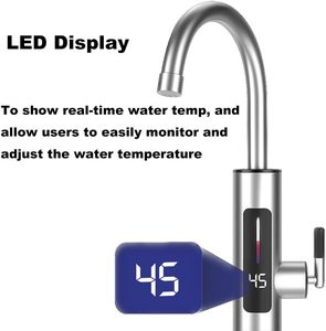 Robinet d'eau chaude électrique instantané sans réservoir en acier inoxydable Contrôle à écran tactile pour la cuisine Économie d'énergie Chauffage rapide Ménage - Product Image 4