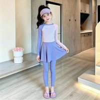 Nouvelle arrivée : Robe de bain deux pièces, maillot de bain d'été pour filles, vêtements de plage à manches longues, maillots de bain pour enfants