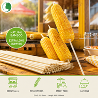 Brochettes épaisses en bambou naturel pour maïs en épi, avec bâtonnets ronds robustes de qualité alimentaire pour barbecue et grillades en extérieur, vente en gros