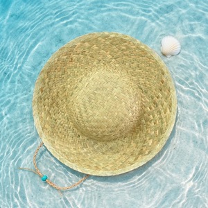 Chapeau de paille de plage printemps-été unisexe pour adultes, style Panama Fedora, protection solaire à large bord - Product Image 1